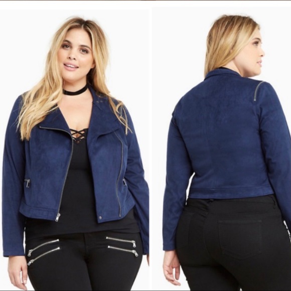 torrid Jackets & Blazers - 🌼Torrid zippered cross zip biker navy jacket